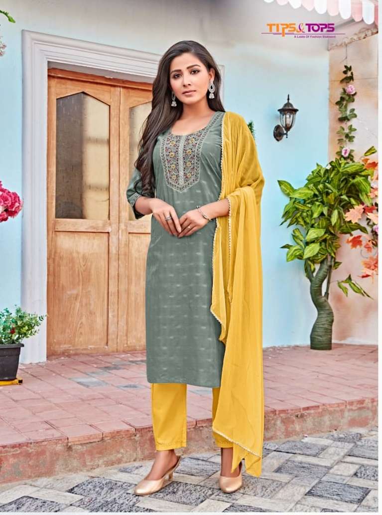 BIBA BY TIPS AND TOPS BRAND FABRIC JACQUARD EMBROIDERY WORK LONG